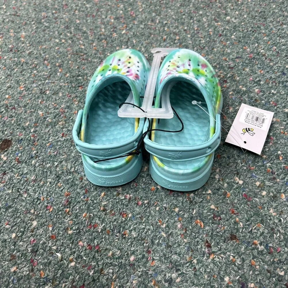 Joybees Kids Active‎ Clogs Teal With Splash Color + Strap Size 8/9 NWT